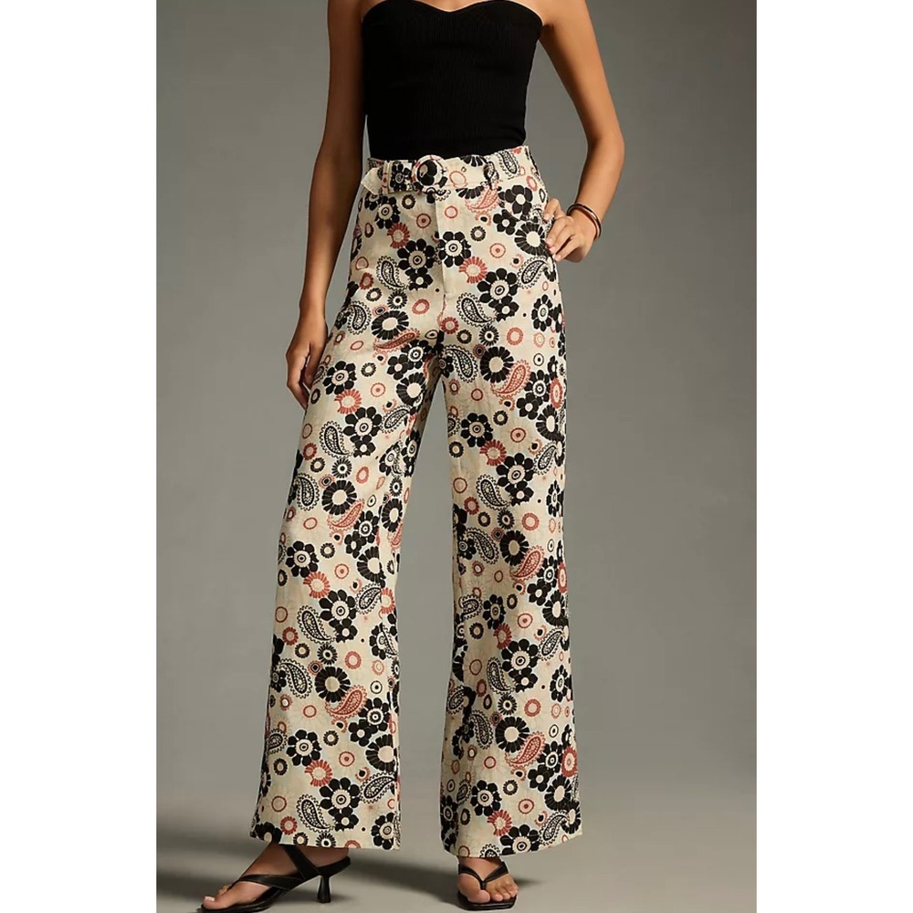 Magali Pascal Kaloki Floral Linen Wide
Leg Belted Pants‎